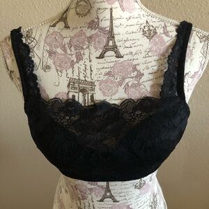 Soma Black Lace Bra in 34C with a lace front panel for modesty